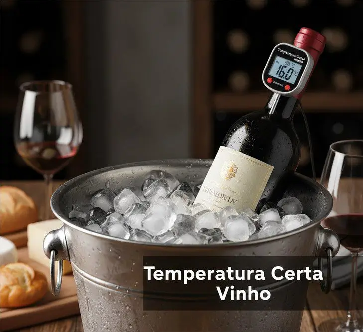 Balde de gelo com água para resfriar rapidamente o vinho tinto até a Temperatura Certa Vinho