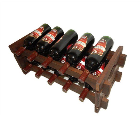 adega-vinho-madeira-10-garrafas Como Montar uma Adega de Vinhos em Casa: Ideias de Decoração com Diferentes Estilos de Porta-Vinhos