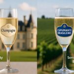 Champagne vs Espumante: Comparação visual entre o luxo francês e o custo-benefício do espumante brasileiro