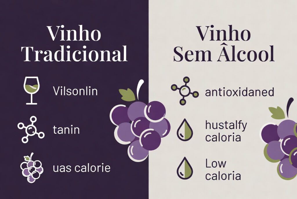 comparativo-vinho-sem-alcool-beneficios-1024x687 Vinho Sem Álcool: Vale a Pena? Tudo Sobre Sabor, Saúde e as Melhores Marcas
